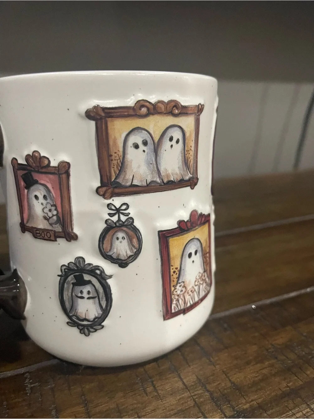 ✨Cobwebs & Cauldrons White Ghost Portrait Ceramic Coffee Mug✨